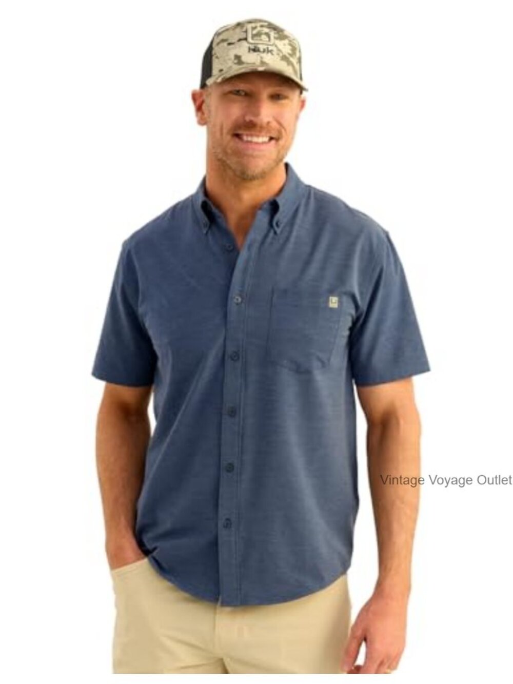 Men's Short Sleeve Button Down Shirt Moisture Wicking UPF 30